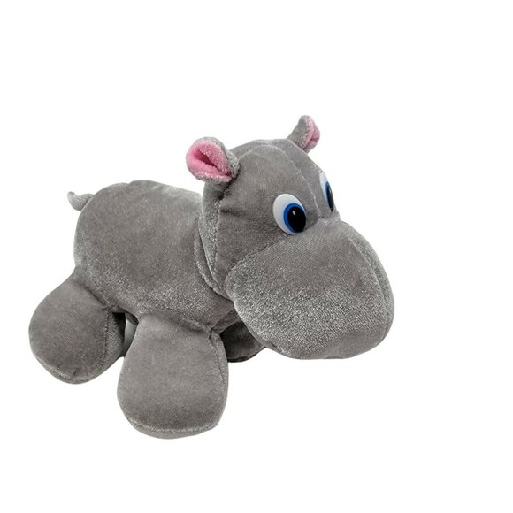 Hippopotamus Hippo Plush Toy Stuffed Animal Gray 8" Soft Ideal Toys - Picture 1 of 5